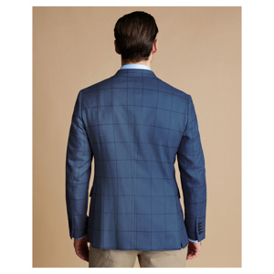 Charles Tyrwhitt Windowpane Wool Texture Jacket - Indigo Blue